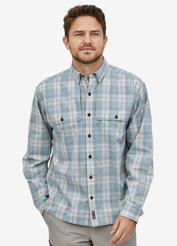 Patagonia Island Hopper Shirt Burr Berlin Blue Model Patagonia Island Hopper Shirt Burr Berlin Blue Model